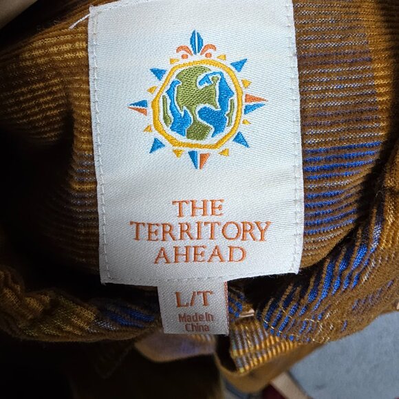 The Territory Ahead Shirt Size LT Corduroy Button Down Regular Fit Rustic Plaid - Picture 9 of 11